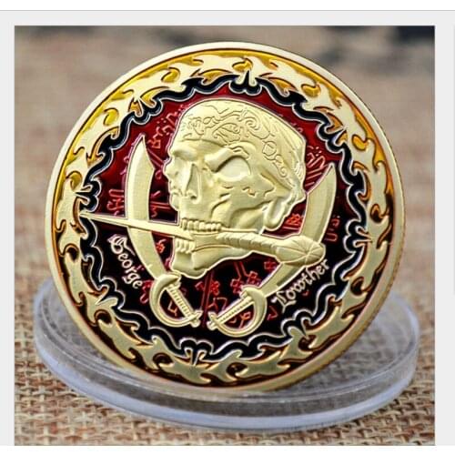 Pirate coin gold plated silver plated Enamel accessories nostalgic souvenir Russian ancient coin collection skull coin holder