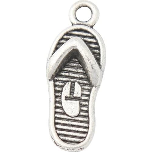 RAINXTAR Fashion Alloy Jewelry DIY Slipper Charms Daily Use Charms 8*21mm 100pcs AAC214