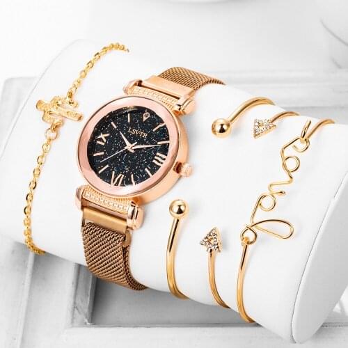 Luxury Watches For Women Ladies Watch With 4 Bracelets Womens WristWatch Stainless Steel Watch Woman Clock Gift Reloj Mujer Uhr