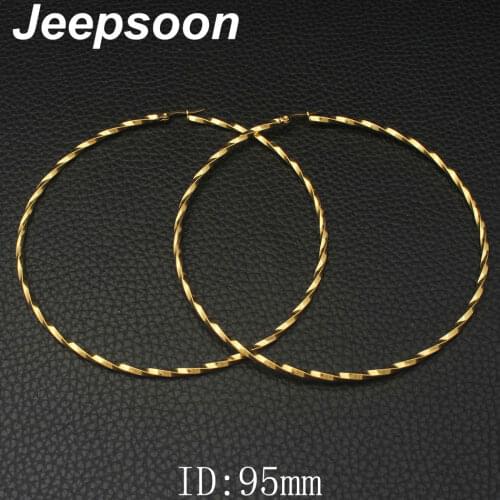 4 Style Sivler And Gold Color Fashion Jewelry Stainless Steel Big Round 95mm Hoop Earrings For Women Girls EFGJAAA E
