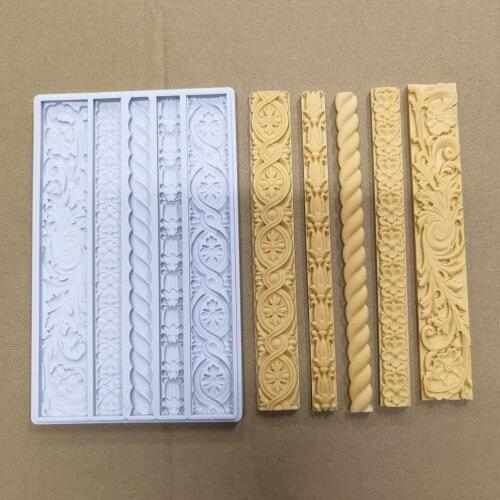 Diy Cake Decorting Tools Twist Rope Fondant Cake Silicone Mold Woven Cake Border Decoration Texture Chocolate Mold Resin Molds