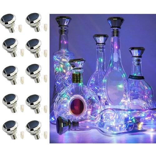1 pcs Solar Wine Bottle Lights, 2M 20 LEDs Solar String Fairy Light Outdoor Waterproof Solar Diamond Cork Lights for Home Decor