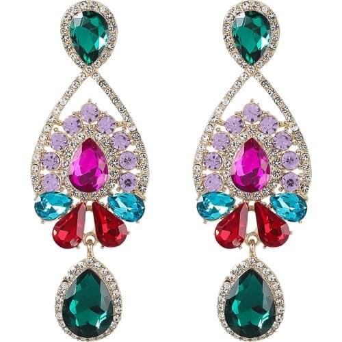 Vintage Crystal Rhinestone Water Drop Dangle Earings For Women Fashion Jewelry Girls' Daily Collection Earrings Accessories