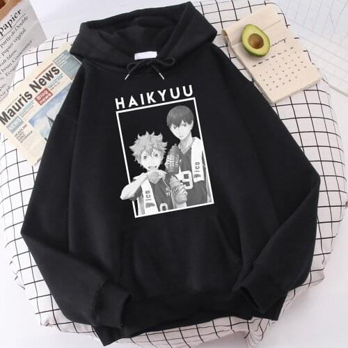 Japan Anime Haikyuu Hinata And Kageyama Print Hoodies Sweatshirts Streetwear Men Women Pullovers Casual Funny Hip Hop Hoody