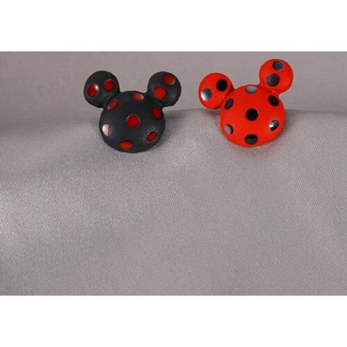 Stylish S925 Needle Korean Frosted Cute Cartoon Stud For Woman Bob Mickey Color Contrast Temperament Earrings
