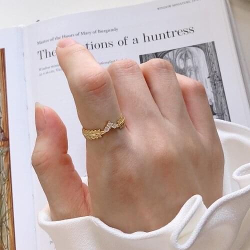 925 Sterling Silver Fern Stems Leaves Twig and Leaf Small Diamond Bridal Engagement Ring Graduation Jewelry Gift Wedding Band