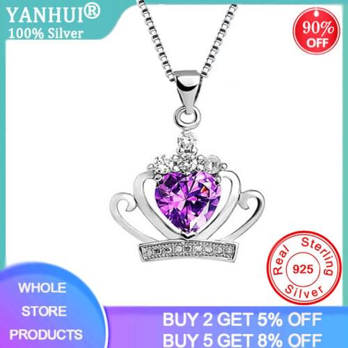 New Fashion Luxury Queen Crown Pendant Silver 925 Necklace Zircon Crystal Necklace Women Fashion Jewelry Birthday Present Gifts