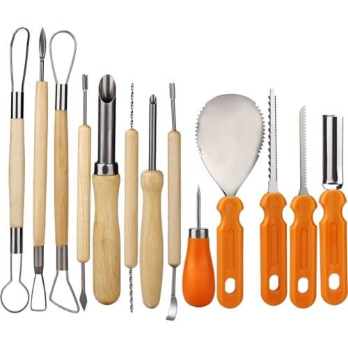 13pcs Professional Halloween Thanksgiving Pumpkin DIY Carving Cutter Kit Multifunction Kitchen Fruit Vegetable Carving Tools DIY