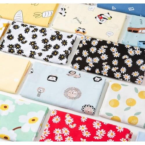 145cmx50cm Artificial Cotton Cartoon Printing Fabric Summer Baby Cotton Silk Dress Pajamas Anti-mosquito Pants Apparel Fabric