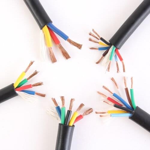18 AWG 0.75MM2 RVV 2/3/4/5/6/7/8/10/12/14/16/18 Cores Pins Copper Wire Conductor Electric RVV Cable Black