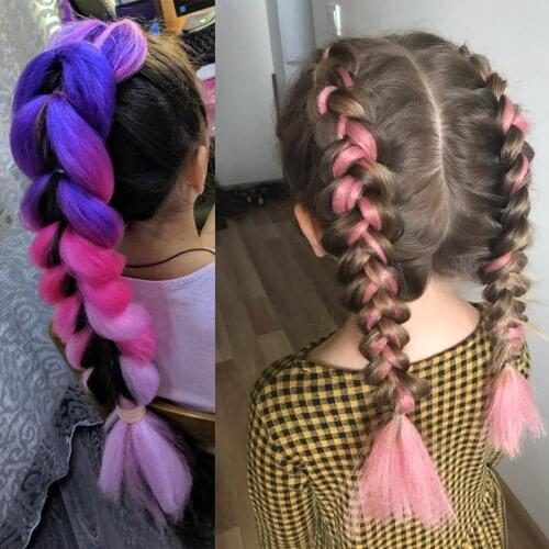 24 inch Jumbo Braids Long Ombre Jumbo Synthetic Braiding Hair Crochet Blonde Pink Blue Grey Hair Extensions Eunice Hair