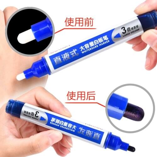3pcs Deli large capacity easy to wipe single head waterproof whiteboard pencil hook, line pen, marker teaching office stationery