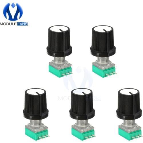 5PCS Rotary Potentiometer 6mm 3 Pin 3PIN 3 P Knurled Shaft Single Linear B Type B10K ohm 10K With Cap DIY Kit Electronic RK097G