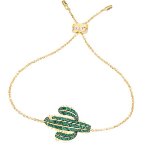 8" 18K golden Golden cactus inlaid with crystal Zircon Bracelet