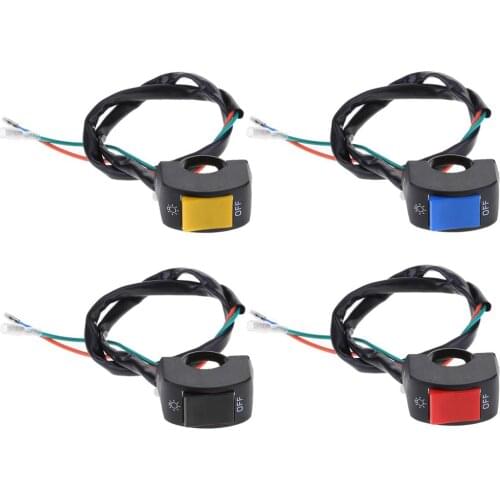 ALLOYSEED Light Button Switch 12V 7/8in 2-Wire Motorcycle Handlebar Lighting On/Off Button Switch for LED Headlight Fog Light
