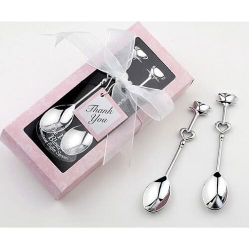Free Shipping 500pcs/lot=250 sets/lot Double Heart Coffee Spoons Wedding favors and gifts