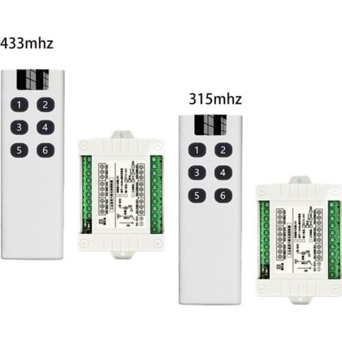 Smart Multiple DC 12V 315/433 MHz 6CH Wireless Relay RF Remote Control Switch Receiver+6 Button Transmitter garage door opener