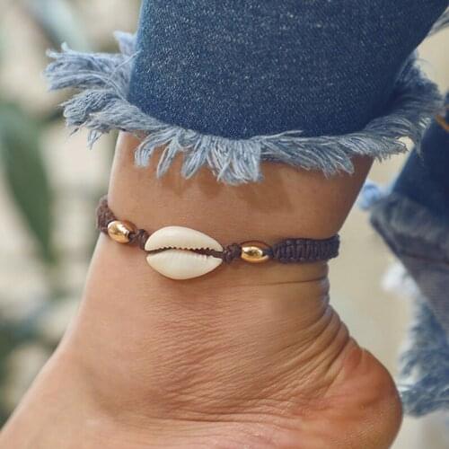 Anklets for Women Shell Foot Jewelry Summer Beach Barefoot Bracelet Ankle Charm Bohemian Ankle Bracelet Brown Color Animal