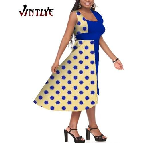 The latest model for 2020 Dashiki Dresses Traditional African Sleeveless Flounced Dress For Women Custom Skirt Suit model WY6325