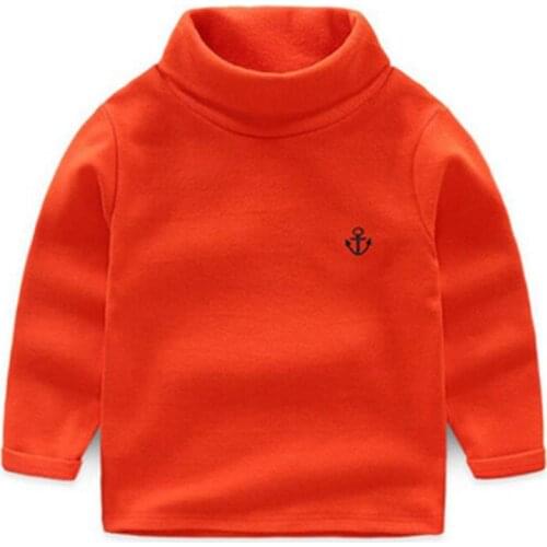 Childrens Sweatshirts Girl Kids Plus velvet Tshirt Cotton Pullover Tops for Boys Autumn Winter Keep warm Solid Color Clothes 2