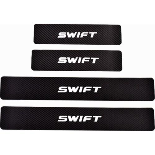 For Suzuki Swift Door Threshold Plate Car Door Sill Step Plate Carbon Fiber Pu leather Car-Styling