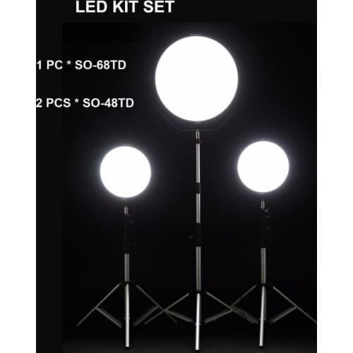 Falcon Eyes SO-48TD*2pc+SO-68TD*1pc Continuous LED Panel Kit Set Dimmable High CRI95 3000-5600K Photo Video Lighting