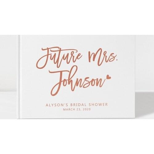Personalised Bridal Shower Guest Book Rose Gold, Bridal birthday Guestbook,cutom Baby shower Decor, Color Choices Available