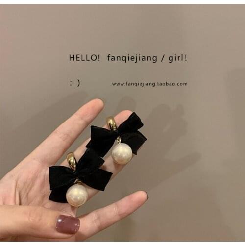 Exquisite Simulated Pearl Bow Dangle Earrings for Women Fashion Long Statement Earrings Party Wedding Female Jewelry Gift