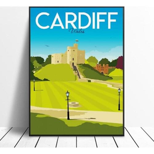 Cardiff Travel Canvas Print Wall Art Poster Picture Modern Minimalist Bedroom Living Room Decoration No Frame