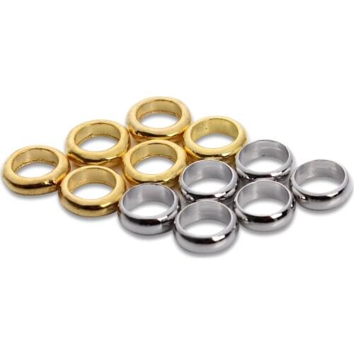 100pcs/lot Dia 5mm Gold/Rhodium Round Jump Rings Metal Spacer Beads with Big Hole Beads for DIY Bracelet Necklace Jewelry Making