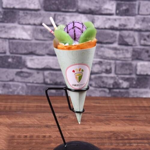 Fake ice cream ball crepe sample Simulation crepe model with Bracket window display fake food model ice cream cone model