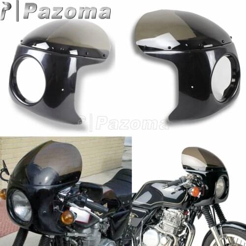 Motorcycle Black and Smoke 7" Headlight Fairing with Windshield Cafe Racers for Kawasaki VN 700 750 Vulcan Honda CX 500 650