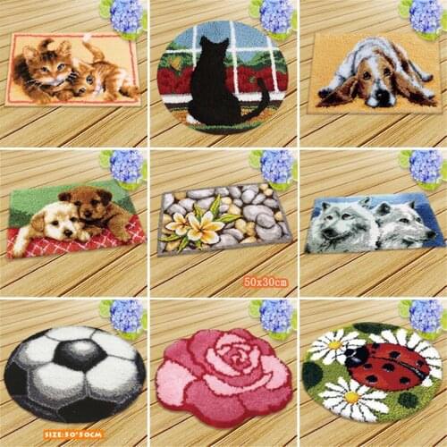 Cartoon Animals Latch Hook Rug Knooppakket Cushion Latch Hook Coussin Crochet Loquet Knooppakket Tapijt Klink Haak Kussen Smyrna