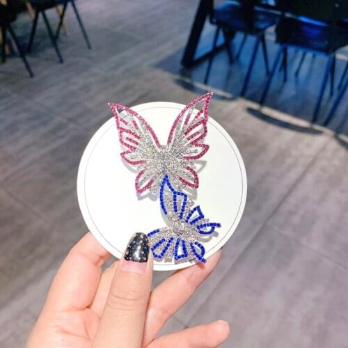 New Fashion Temperament Brooch Double Butterfly Pin High-grade Perfect Rhinestone Crystal Ladies Clothing Sweater Collar Brooch