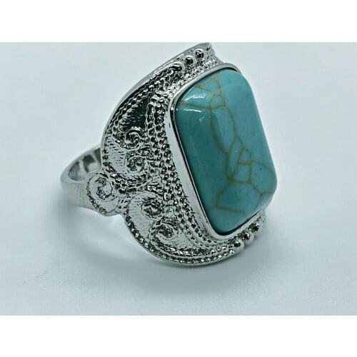 2019 New personality Vintage Blue Turquoises Rings for Women Men Antique Natural Stone Finger Ring Boho India Jewelry