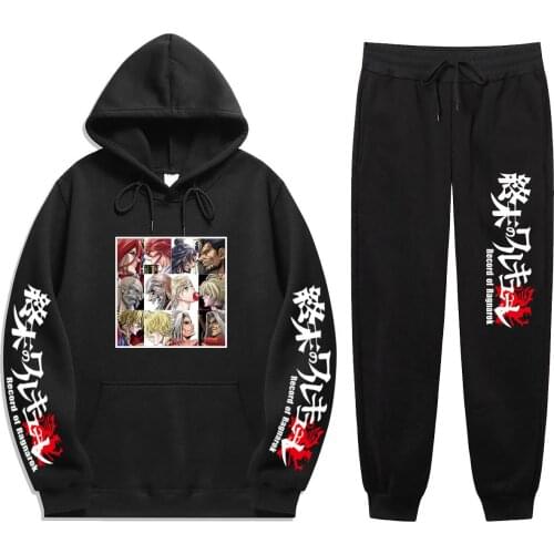 Japan anime Record of Ragnarok 2021 new fashion streetwear hip hop style Mens Hoodies Pants Two-Piece and ma'am suit