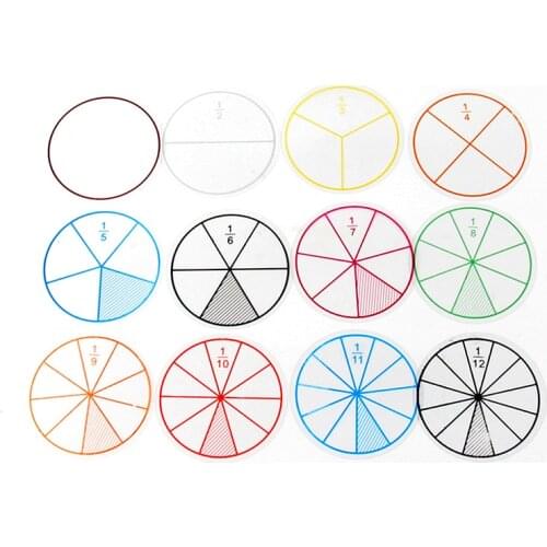 Montessori Educational Toys for Children Early Learning Kids Intelligence Teaching Aids Math Chips Fractions Circles 12 PCS/Lot