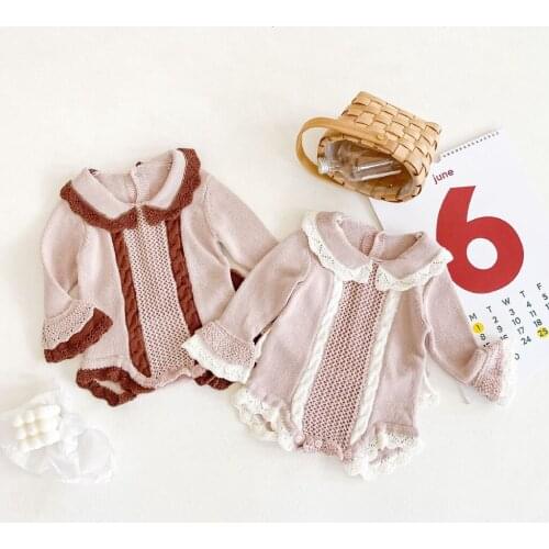 Autumn New Baby Girls Vintage Style Knit Romper