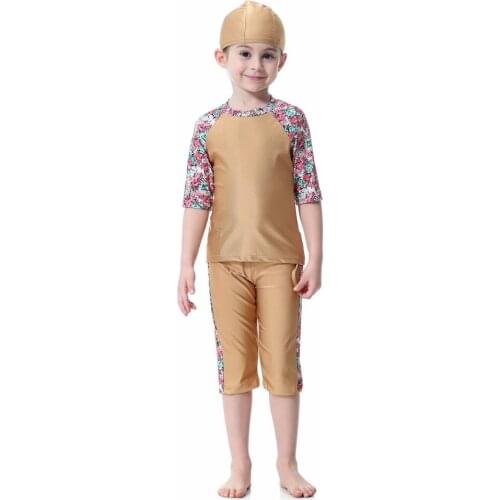 Swimwear Girl Hijab Muslim Modest Swimsuit Full Coverage Plus Size Burkinis Islamic Swim Wear 3 Pieces Short Sleeve