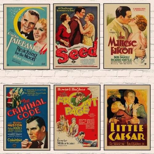 Vintage Movie Posters From 1930S retro Vintage classic movie poster Kraft Paper Posters Bar Home Decor Wall Sticker