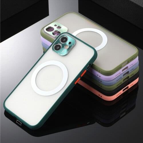 Bumper Shockproof Silicone Soft Magsafe Wireless Charging Matte Clear Case For iPhone 12 11 Pro Max Mini Back Cover Fundas Coque