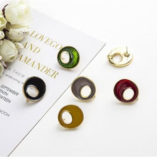 30 PCS 20mm*18mm Fashion Metal Alloy Drops Of Glaze Stud Earring Settings With a Loop For Jewelry Making