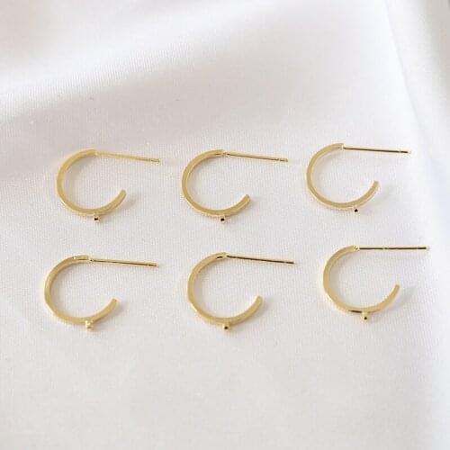 6pcs Fashion semicircle c-shaped Stud Earring belt hanging copper color preservation simple diy jewelry accessories materials