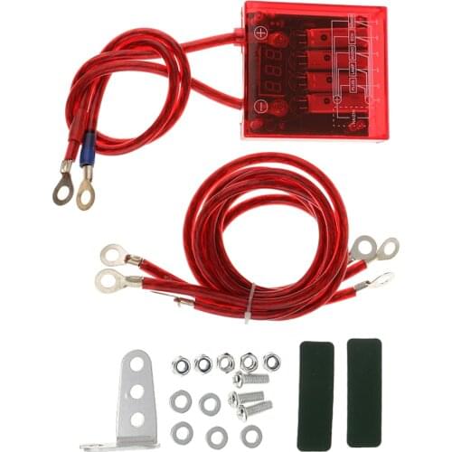 Universal Car Vehicles Fuel Saver Grounding Wries Voltage Stabilizer Regulator Kits - Red