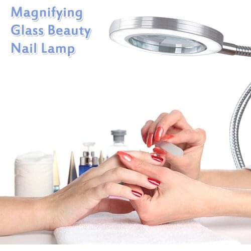 8X Makeup Tattoo Magnifying Lamp Nail Art USB Cold Light Led Non Slip Equipment Clamp Table Glass Lamp Beauty Salon Desk Lamp