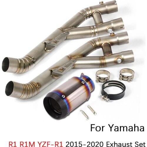 For Yamaha R1 R1M YZF-R1 2015-2020 Motorcycle Exhaust Pipe Mid Link Pipe Slip On 61 mm Escape No DB Killer Titanium Carbon Fiber