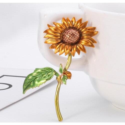 New Enamel Sunflower Brooches Women Men Flower Weddings Office Brooch Pins Gifts Creative Brooch Pin Jewelry Gift