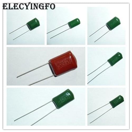 100pcs/500pcs 630V 2J102 152 222 272 332 472 562 682 822 2J103 2J223 2J333 2J473 2J683 5% Mylar Polyester Film capacitor