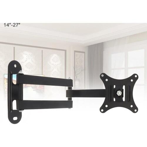 10KG Adjustable 14 - 27 Inch TV Wall Mount Bracket Flat Panel TV Frame Support 15 Degrees Tilt for LCD LED Monitor Flat Pan