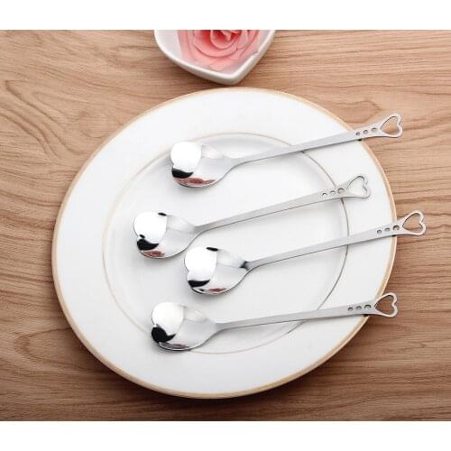 200PCS Heart Shape Stainless Steel Coffee Spoon Dessert Sugar Stirring Spoon Ice Cream yogurt Honey Spoon Kitchen Gift lin5100